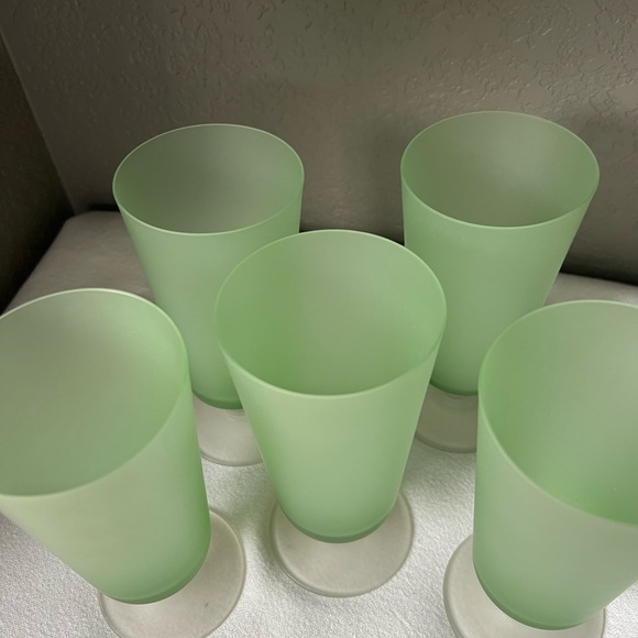 Vintage Frosted green parfait glasses with frosted white bottom set of 5 - Picture 11 of 11